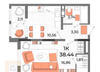 Продам однокомнатную квартиру, 38.4 м2, поселок городского типа Заозерное, улица Аллея Дружбы, 2Д