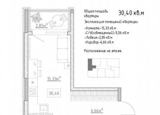 Продажа квартиры студии, 30.4 м2, село Засечное, Центральная улица, 15