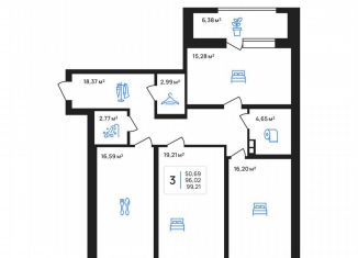 Продается 3-комнатная квартира, 99.2 м2, Липецк