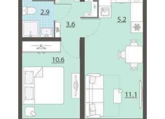 Продам 1-комнатную квартиру, 33.3 м2, Екатеринбург, Октябрьский район, Латвийская улица, 58/4