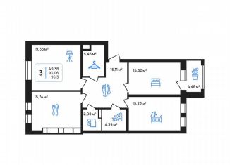 Продается 3-комнатная квартира, 95.3 м2, Липецк