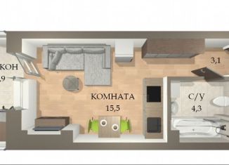 Продается квартира студия, 23.1 м2, Красноярск, Кировский район, Грунтовая улица, 28А