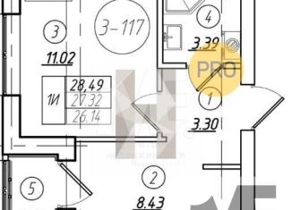 Продам 1-комнатную квартиру, 27.3 м2, Калининград, Московский район