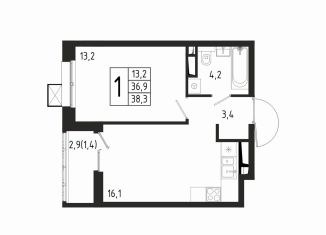 Продается 1-комнатная квартира, 38.3 м2, Химки