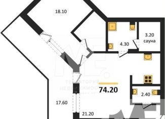 Продажа 2-ком. квартиры, 74.2 м2, Калининград, Ленинградский район