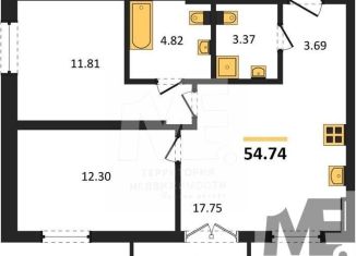 Продается двухкомнатная квартира, 54.7 м2, Пионерский