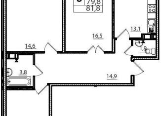 Продается 3-комнатная квартира, 82 м2, поселок Романовка, посёлок Романовка, 9