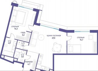 Продается 2-комнатная квартира, 74.1 м2, Москва, СЗАО