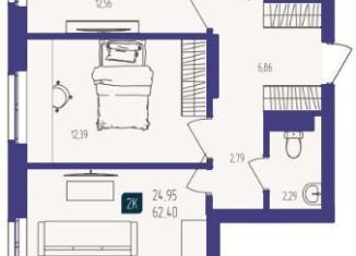 Продается 2-комнатная квартира, 62.4 м2, Тюмень, Ленинский округ