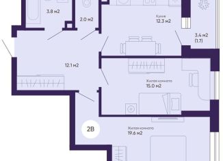 2-комнатная квартира на продажу, 66.5 м2, Екатеринбург, метро Уральская, проспект Космонавтов, 7Б