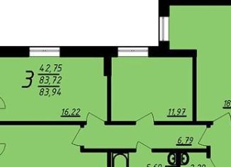 Трехкомнатная квартира на продажу, 83.9 м2, Воронеж, улица 9 Января, 68Л, ЖК Современник