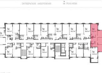 Продам трехкомнатную квартиру, 75.2 м2, Санкт-Петербург, Октябрьская набережная, 42Р, Октябрьская набережная