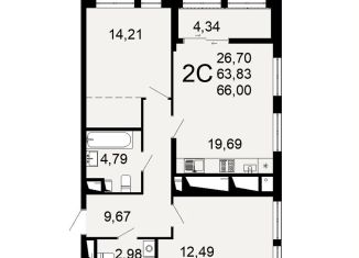 Продажа 2-ком. квартиры, 66 м2, Рязань, Льговская улица, 8