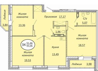 Продается 3-ком. квартира, 93.1 м2, Новосибирск, метро Речной вокзал