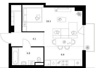 Квартира на продажу студия, 37 м2, Москва, район Очаково-Матвеевское