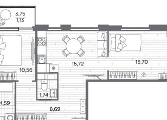 Продается двухкомнатная квартира, 59.1 м2, Санкт-Петербург, Московский район