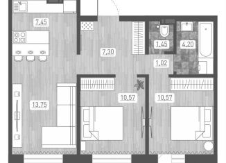 Продаю 3-комнатную квартиру, 57.7 м2, Новосибирск, улица Забалуева, с10