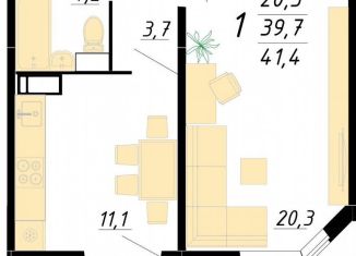 Продажа 1-комнатной квартиры, 41.4 м2, Воронеж, Советский район, улица Полковника Богомолова, 1