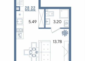 Продается квартира студия, 28.2 м2, Казань, Авиастроительный район, улица Годовикова