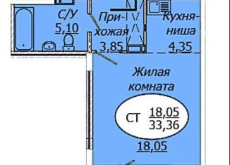 Продам квартиру студию, 33.4 м2, Новосибирская область, 2-я Воинская улица, 51