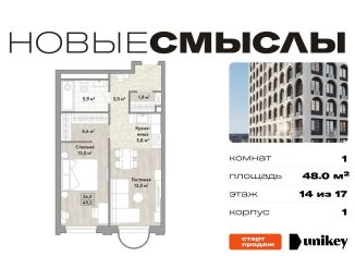 Продажа 1-ком. квартиры, 48 м2, посёлок Коммунарка, посёлок Коммунарка, 1