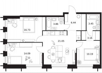 Продажа трехкомнатной квартиры, 82.7 м2, Москва, САО, жилой комплекс Бусиновский Парк, 1.4