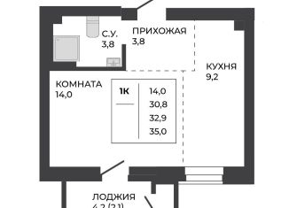 Продаю однокомнатную квартиру, 32.9 м2, Барнаул