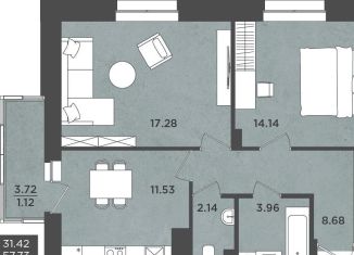 Продается 2-комнатная квартира, 58.9 м2, Пермь, Индустриальный район, улица Космонавта Леонова, 41/1