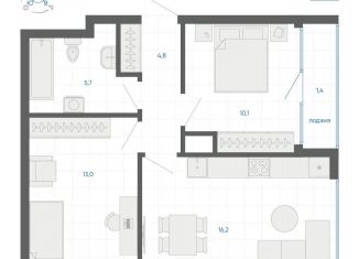 Продажа 2-ком. квартиры, 51.2 м2, Екатеринбург, метро Чкаловская, 12-й квартал, 6