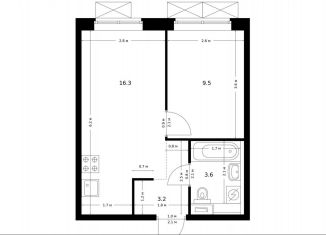 Продажа 1-ком. квартиры, 32.6 м2, Калужская область, деревня Глухово, 3