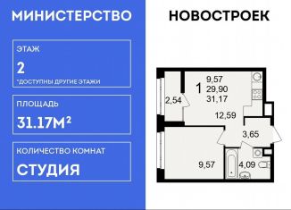 Продаю квартиру студию, 31.2 м2, Рязань, Октябрьский район