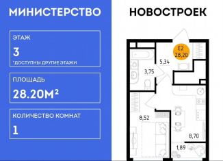 Продается 1-ком. квартира, 28.2 м2, Самара, Октябрьский район, Московское шоссе, 4