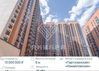 Продается помещение свободного назначения, 40 м2, Москва, Сиреневый бульвар, 4к1, метро Измайловская