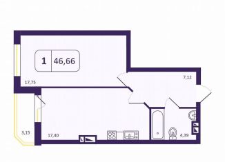 Продается 1-комнатная квартира, 46.4 м2, Новосибирск, Кировский район