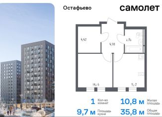 Продается однокомнатная квартира, 35.8 м2, Москва, жилой комплекс Остафьево, к21