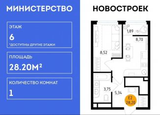 Продается 1-комнатная квартира, 28.2 м2, Самара, Октябрьский район, Московское шоссе, 4