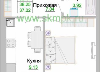 Продам однокомнатную квартиру, 38.3 м2, Зеленоградск