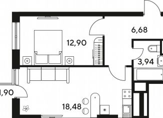 Продам 1-комнатную квартиру, 44.4 м2, Ростов-на-Дону