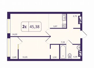 Продажа 1-ком. квартиры, 45.2 м2, Новосибирск, Кировский район