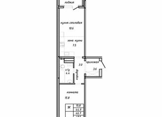 Продажа 1-ком. квартиры, 46.7 м2, Барнаул, Интернациональная улица, 11