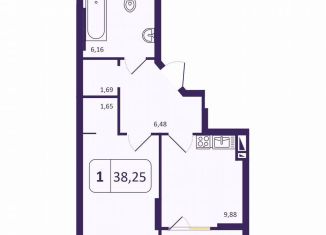 Продам однокомнатную квартиру, 38.2 м2, Новосибирск