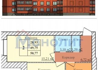 Продаю 2-ком. квартиру, 50.8 м2, Ярославль, 2-й Норский переулок, 8