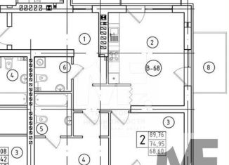 Продаю 2-комнатную квартиру, 75 м2, посёлок городского типа Янтарный