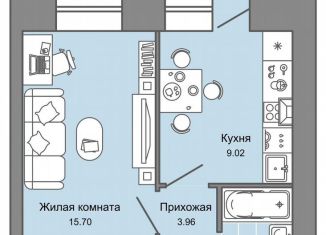 1-комнатная квартира на продажу, 34 м2, Киров