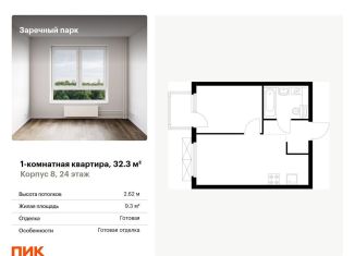 Продажа однокомнатной квартиры, 32.3 м2, деревня Новое Девяткино, ЖК Заречный Парк, жилой комплекс Заречный Парк, 8