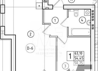 Продам 1-комнатную квартиру, 54.5 м2, посёлок городского типа Янтарный