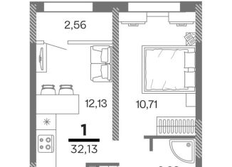 Продам 1-ком. квартиру, 30.9 м2, Рязань, Московский район