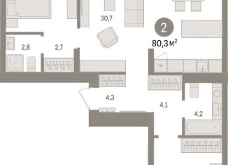 Продается 2-ком. квартира, 80.3 м2, Липецк, площадь Петра Великого, 1