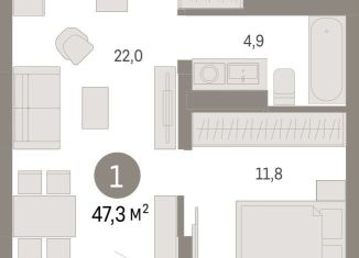 Продаю 1-ком. квартиру, 47.3 м2, Липецкая область, площадь Петра Великого, 1