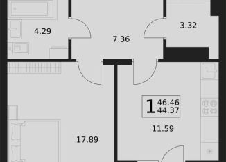 Продаю 1-ком. квартиру, 46.5 м2, Брянск, улица Романа Брянского, 27, ЖК Солнечный